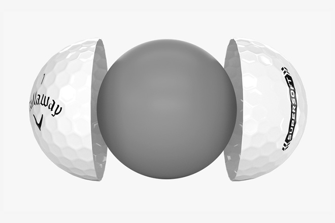 The HyperElastic SoftFast core and HEX Aerodynamics pattern on the Supersoft golf ball