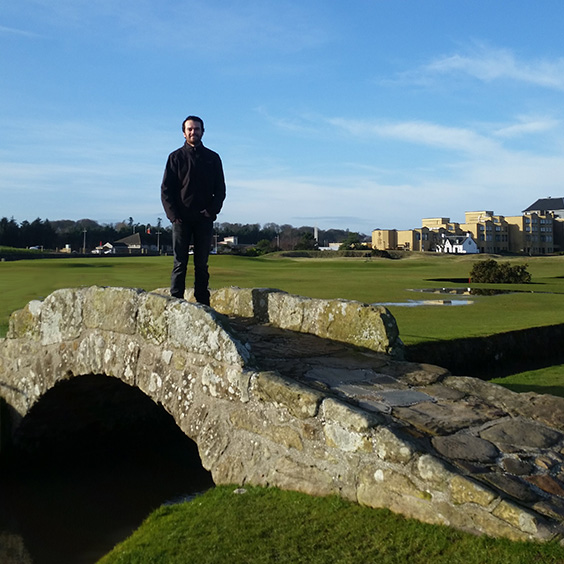 Cedarwood Golf founder Brad at St Andrews Old Course - the home of golf