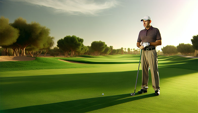 Golfer visualizing successful shots and outcomes