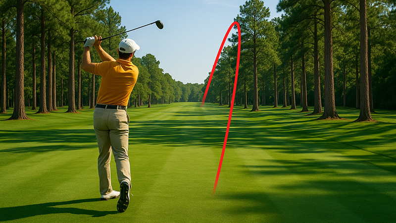 golfer hitting a draw shot