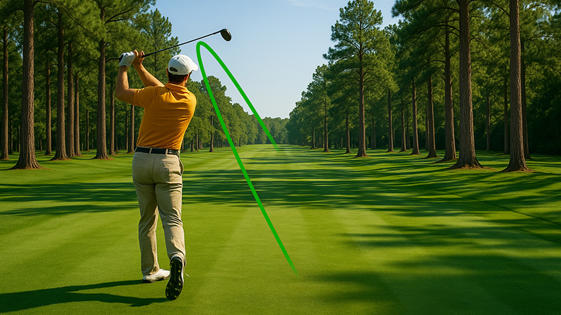 golfer hitting a fade shot